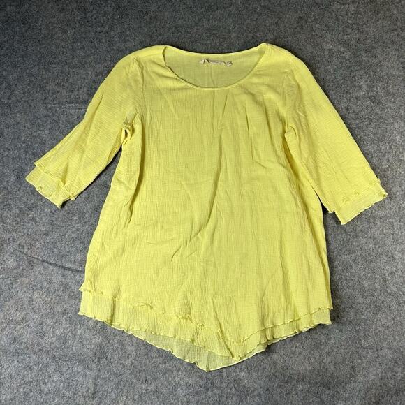 Soft Surroundings Siesta Key Tunic Top Medium Yellow Cotton Gauze Lightweight - Picture 1 of 9
